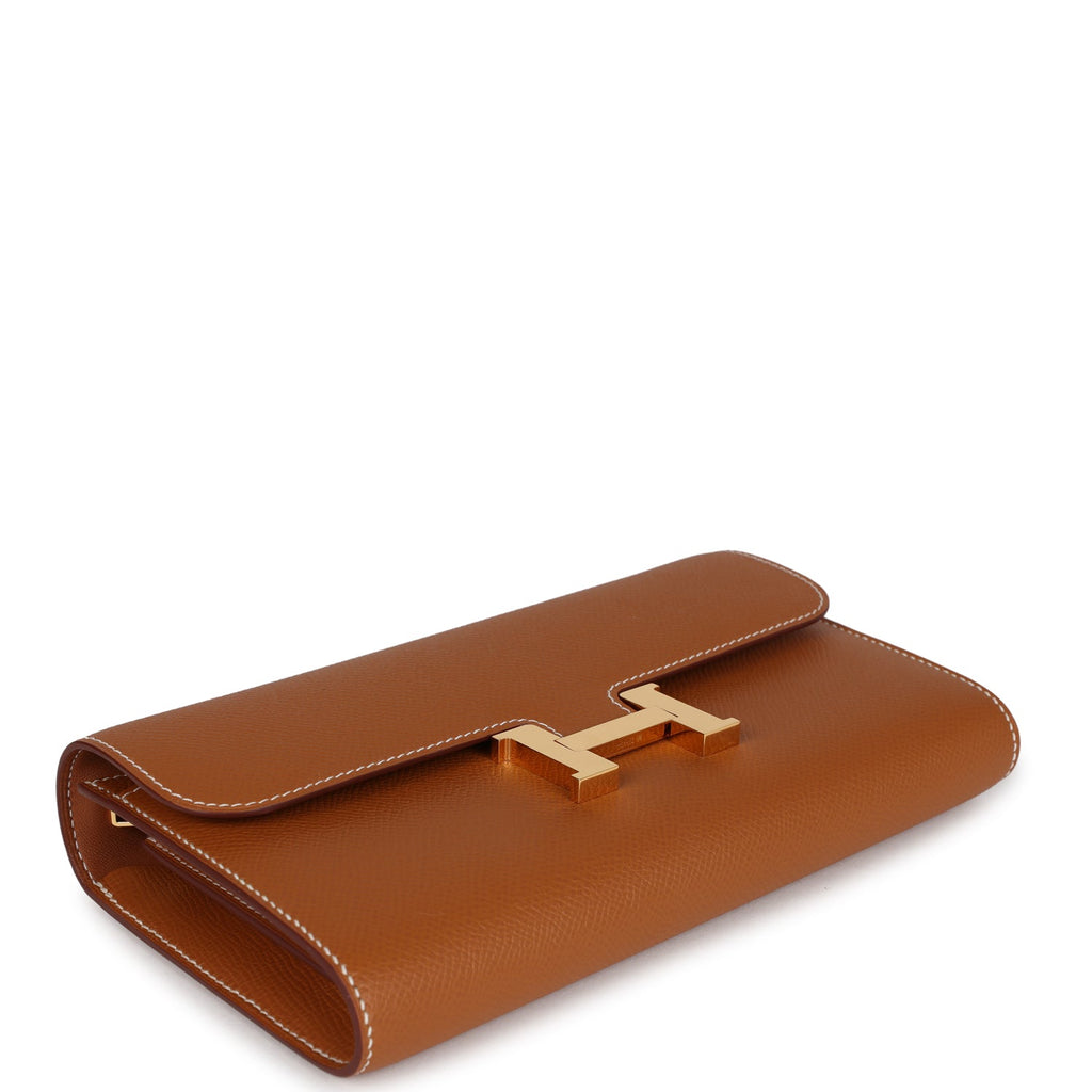 Pre-owned Hermes Constance Wallet To Go Gold Epsom Gold Hardware