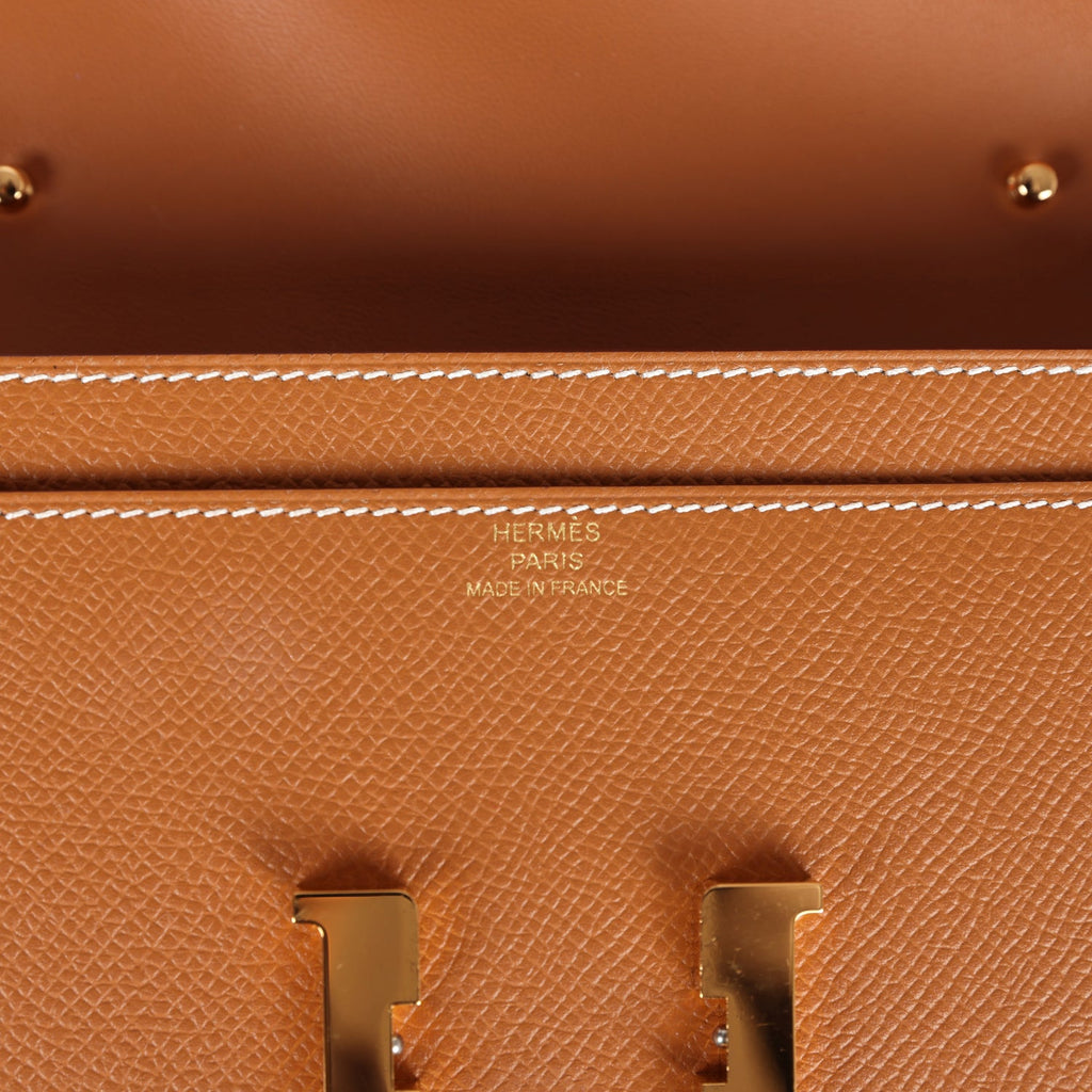 Pre-owned Hermes Constance Wallet To Go Gold Epsom Gold Hardware