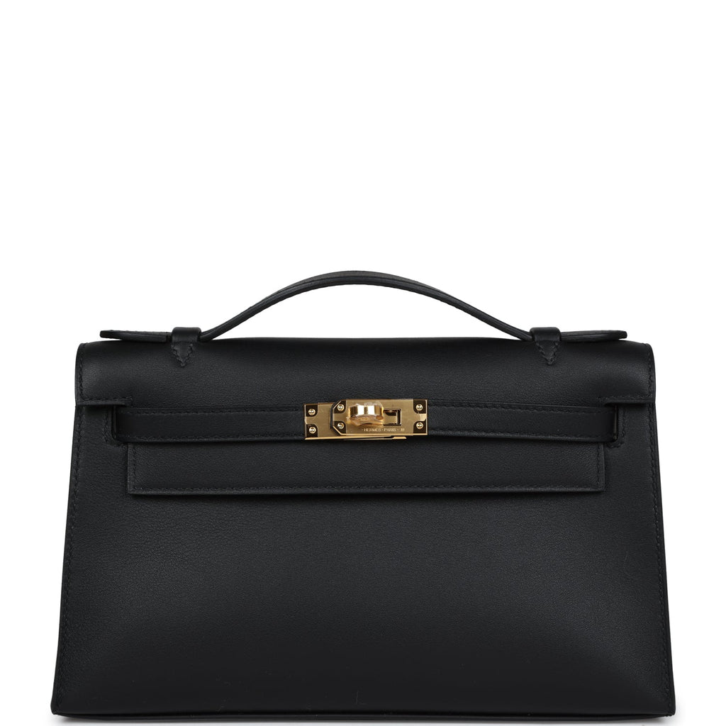 Hermes Kelly Pochette Black Swift Gold Hardware