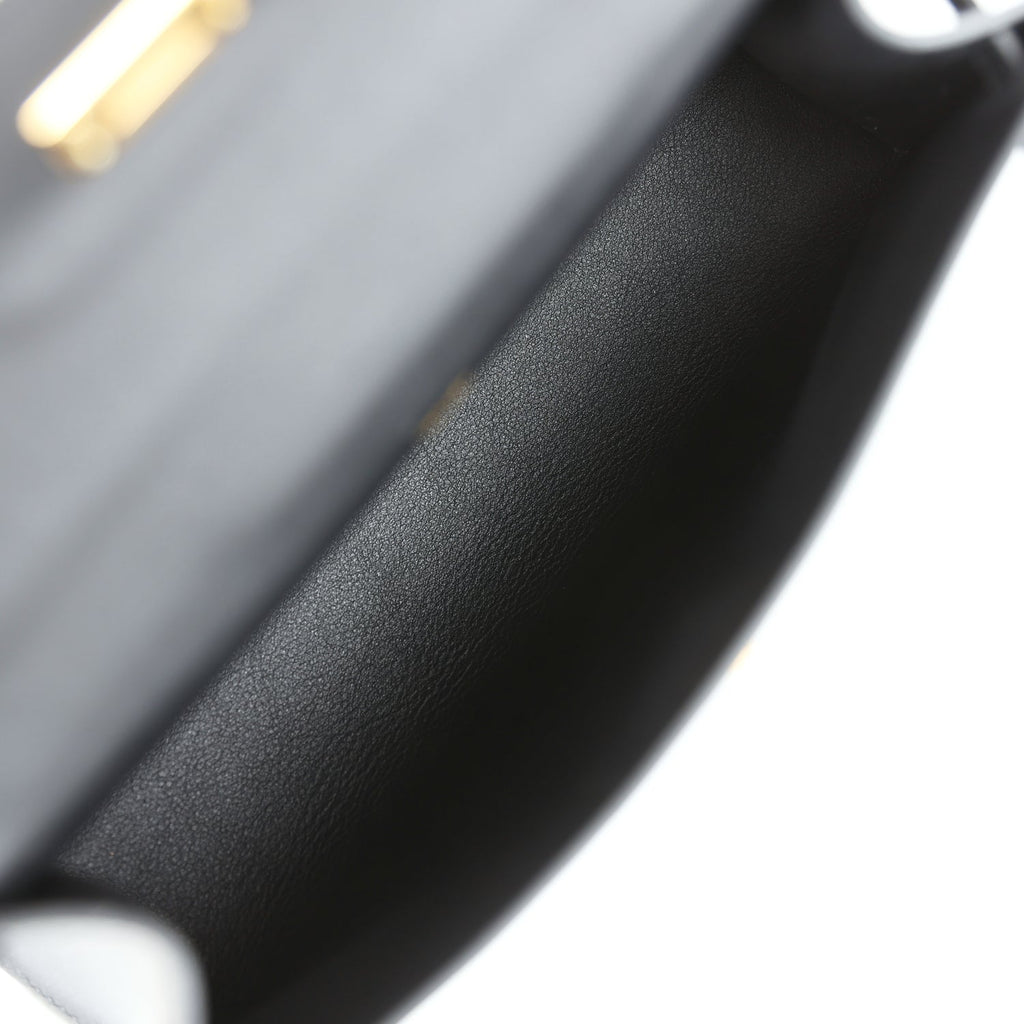 Hermes Kelly Pochette Black Swift Gold Hardware