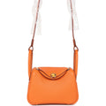 Hermes Mini Lindy Orange Clemence Gold Hardware