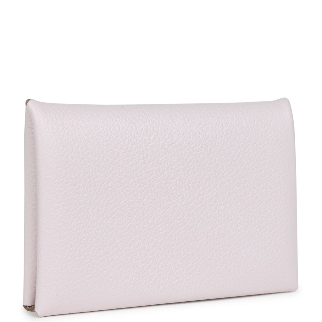 Hermes Calvi Card Holder Mauve Pale Evercolor Palladium Hardware