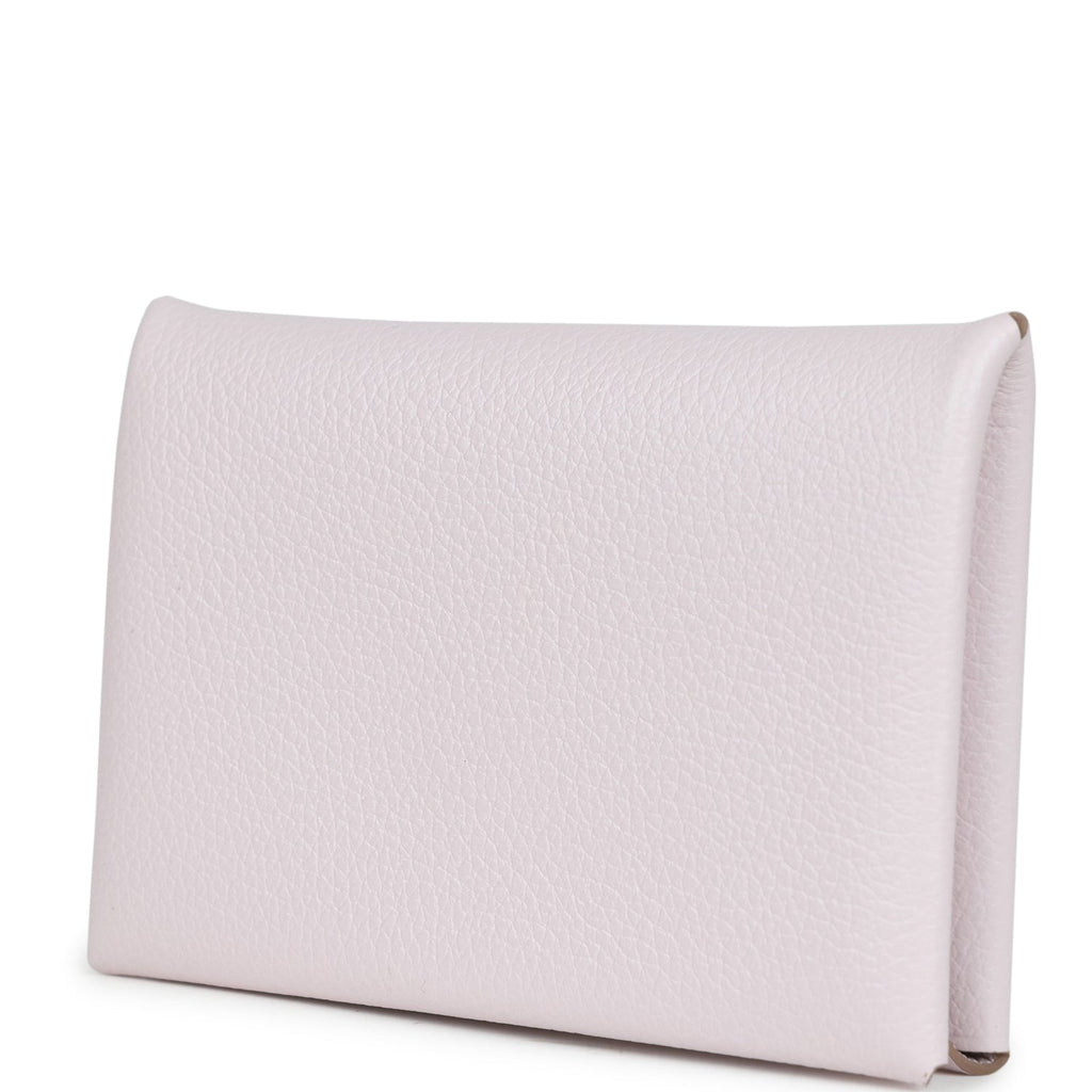 Hermes Calvi Card Holder Mauve Pale Evercolor Palladium Hardware