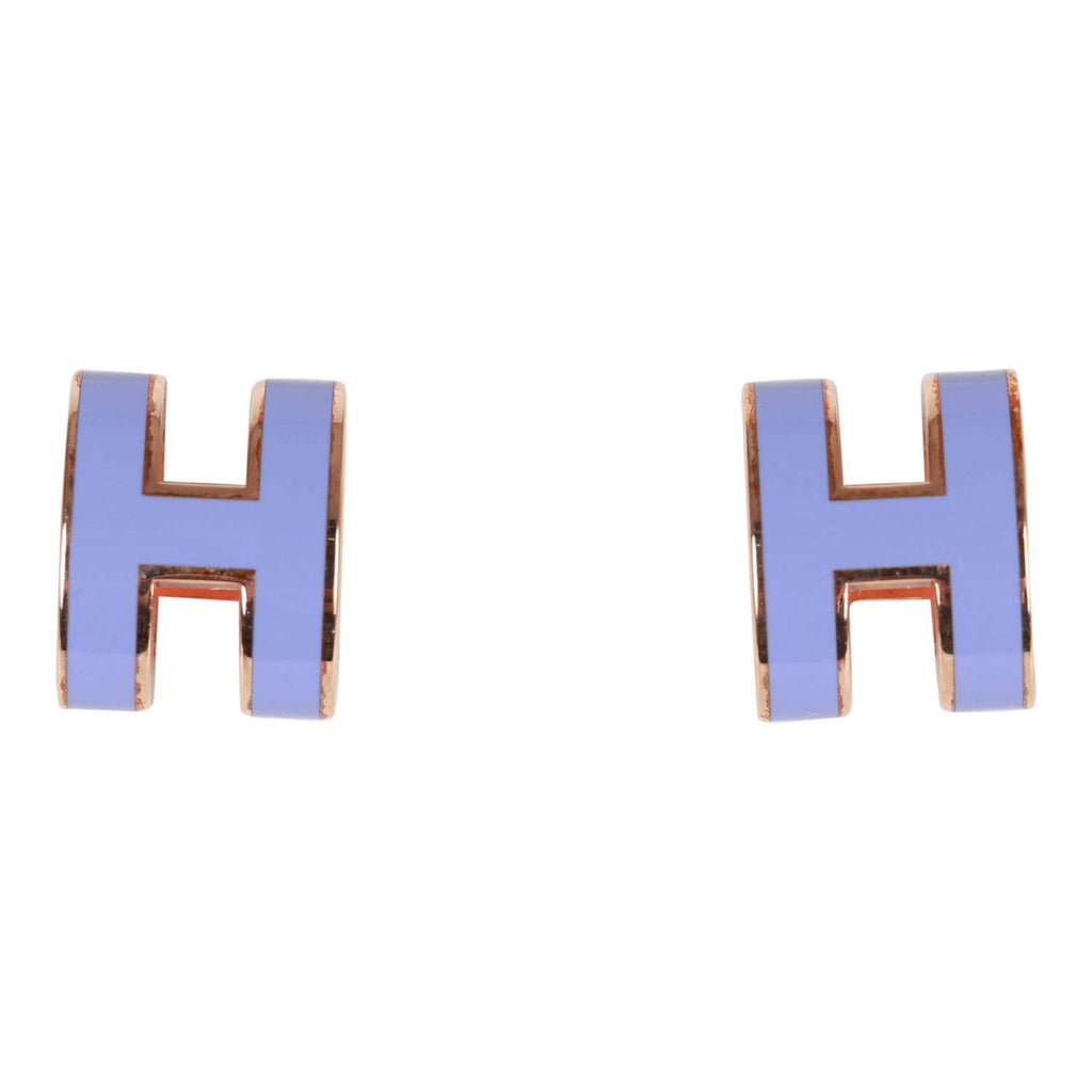 Hermes Lilac Enamel Mini Pop H Earrings RGHW