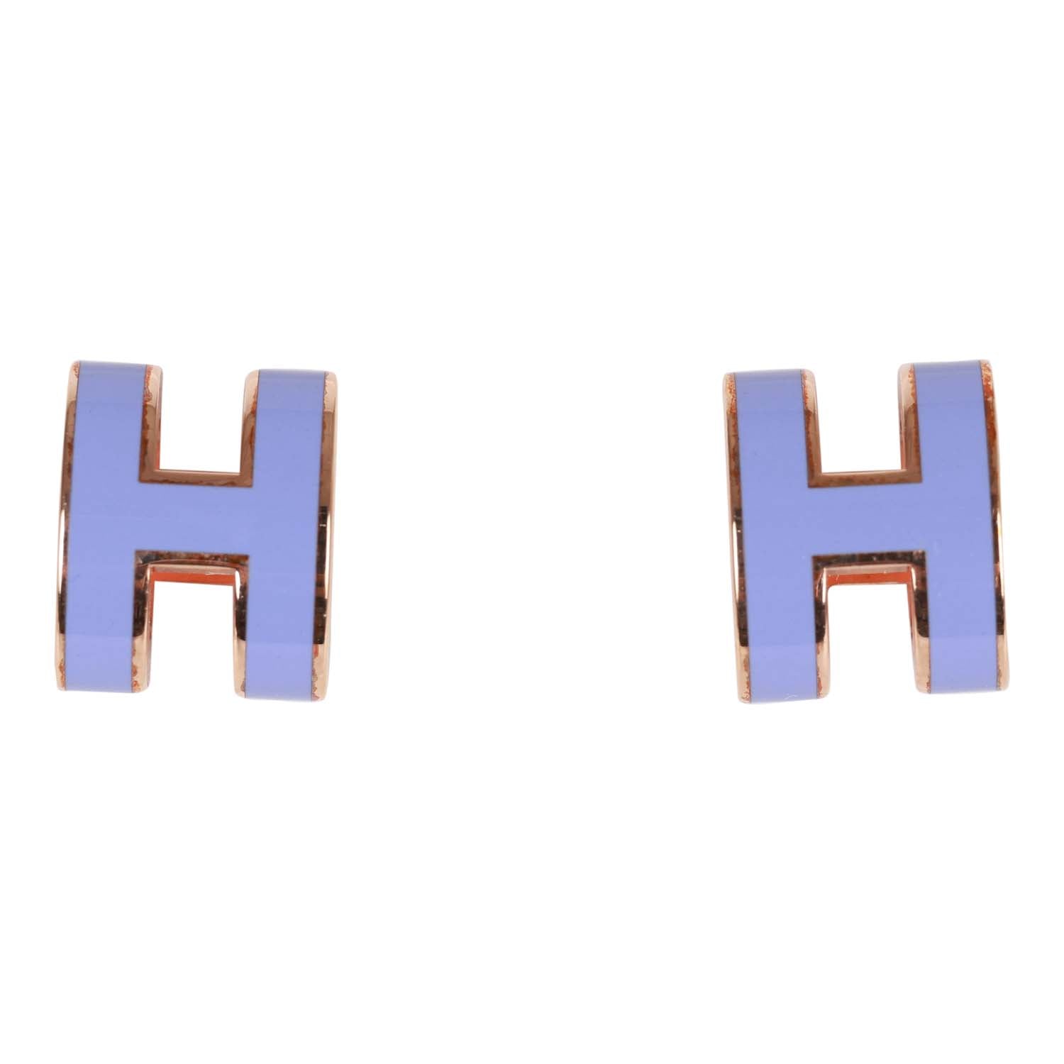 Hermes Lilac Enamel Mini Pop H Earrings RGHW