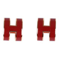Hermes Red Enamel Mini Pop H Earrings RGHW