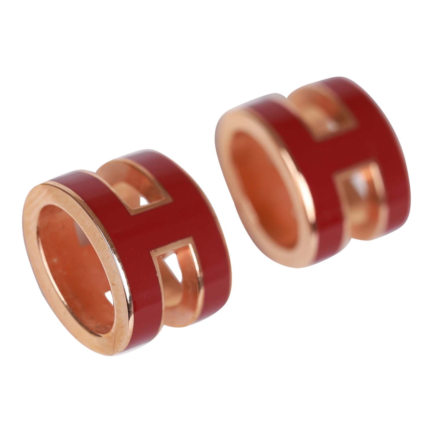 Hermes Red Enamel Mini Pop H Earrings RGHW