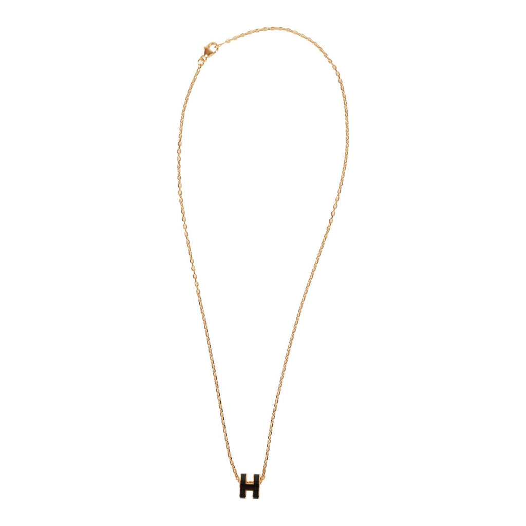 Hermes Black Mini Pop H Pendant Necklace
