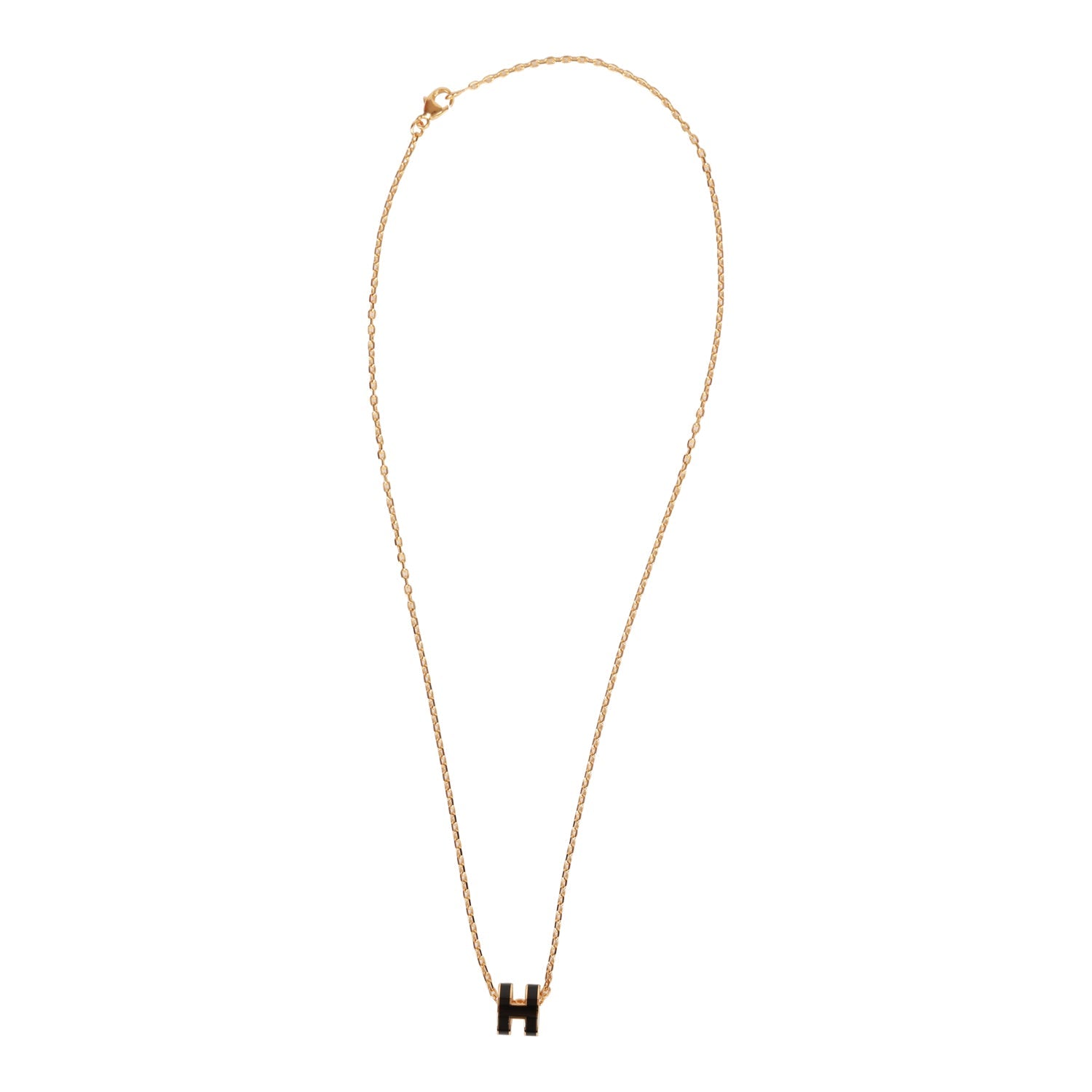 Hermes Black Mini Pop H Pendant Necklace