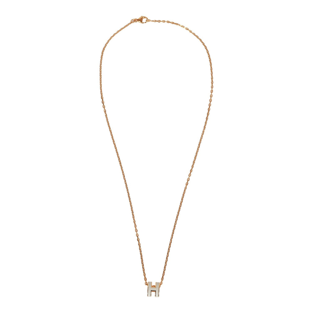 Hermes White Mini Pop H Pendant Necklace