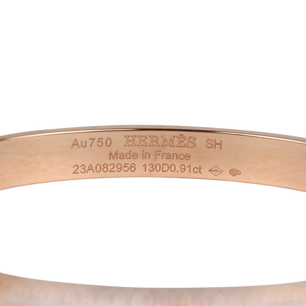 Hermes Collier De Chien CDC Bracelet Rose Gold and White Diamonds