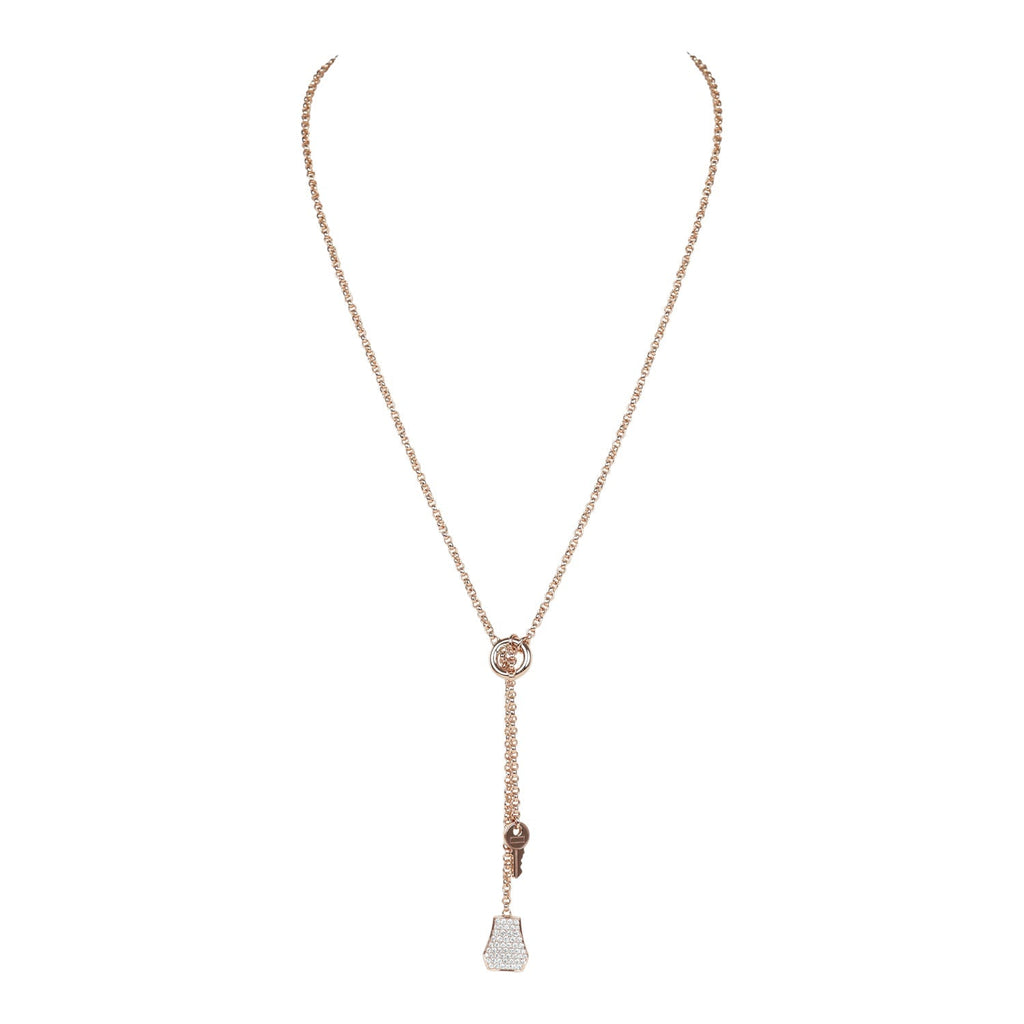 Hermes Kelly Chaine Lariat Necklace PM Diamonds 18K Rose Gold Hardware