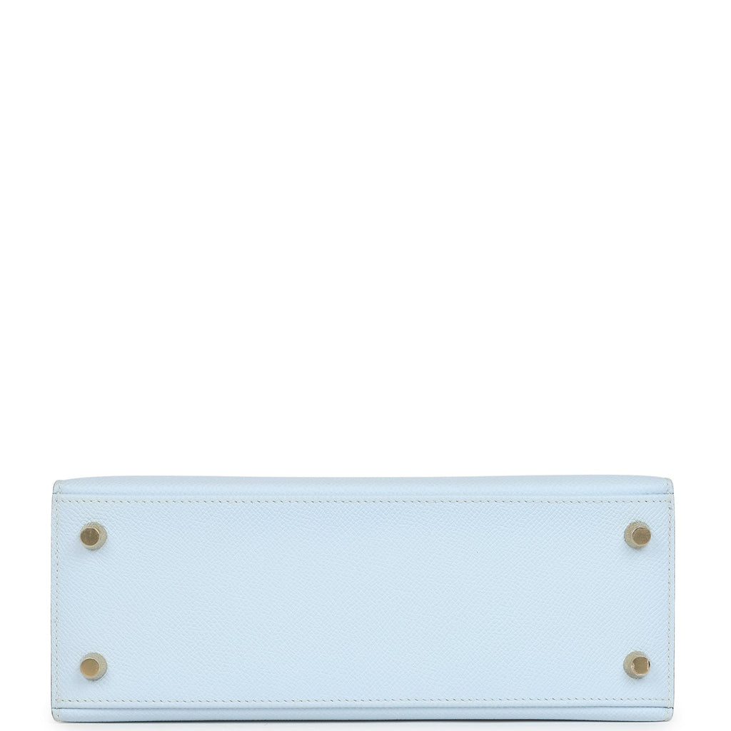 Hermes Kelly Sellier 25 Bleu Brume Epsom Gold Hardware