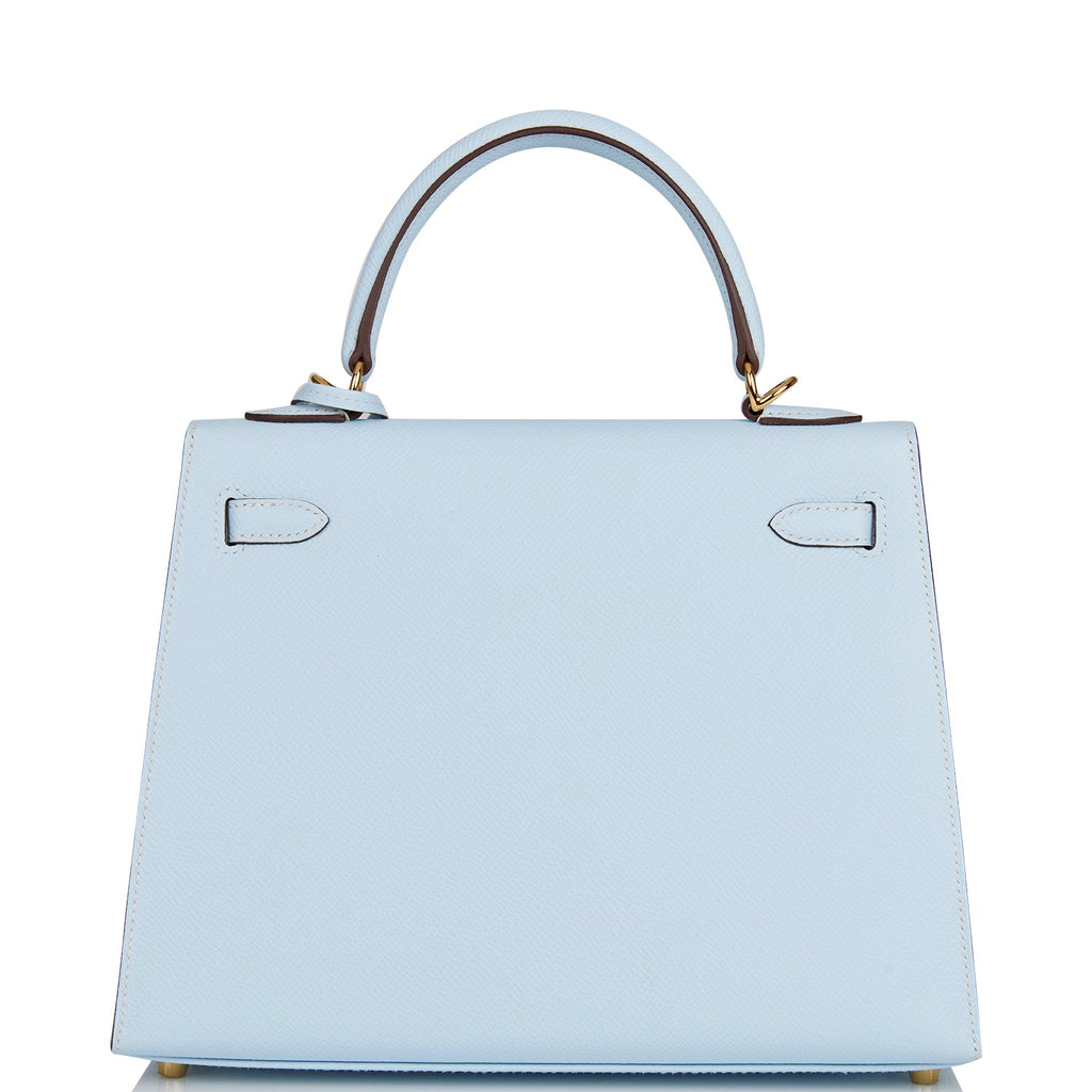 Hermes Kelly Sellier 25 Bleu Brume Epsom Gold Hardware