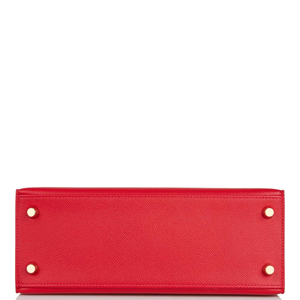 Hermes Kelly Sellier 25 Rouge Casaque Epsom Gold Hardware