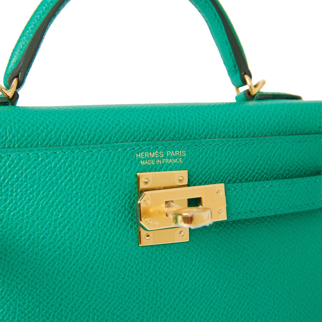 Hermes Kelly Sellier 20 Vert Jade Epsom Gold Hardware