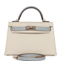 Hermes Special Order (HSS) Kelly Sellier 20 Craie and Bleu Lin Epsom Permabrass Hardware - Payment 1