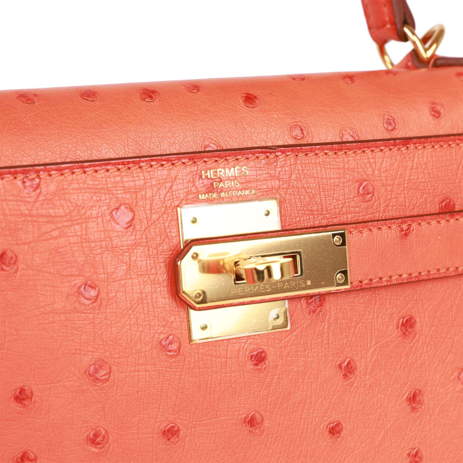 d Hermes Kelly Sellier 28 Tangerine Ostrich Gold Hardware