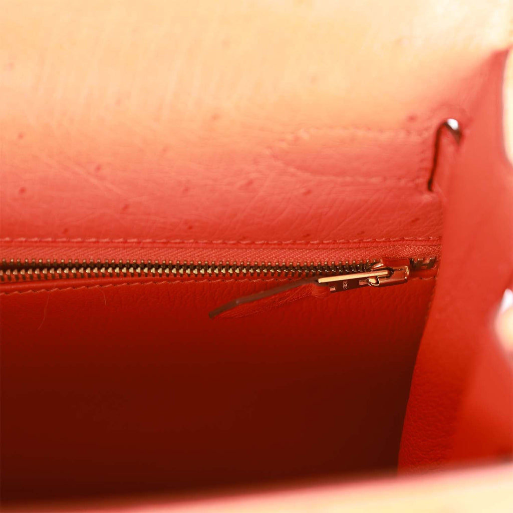 d Hermes Kelly Sellier 28 Tangerine Ostrich Gold Hardware