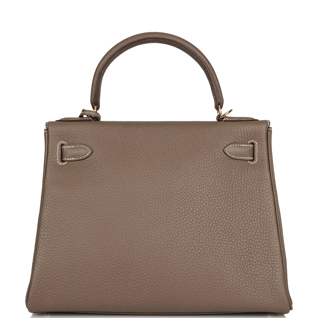 Pre-owned Hermes Kelly Retourne 28 Etoupe Clemence Gold Hardware