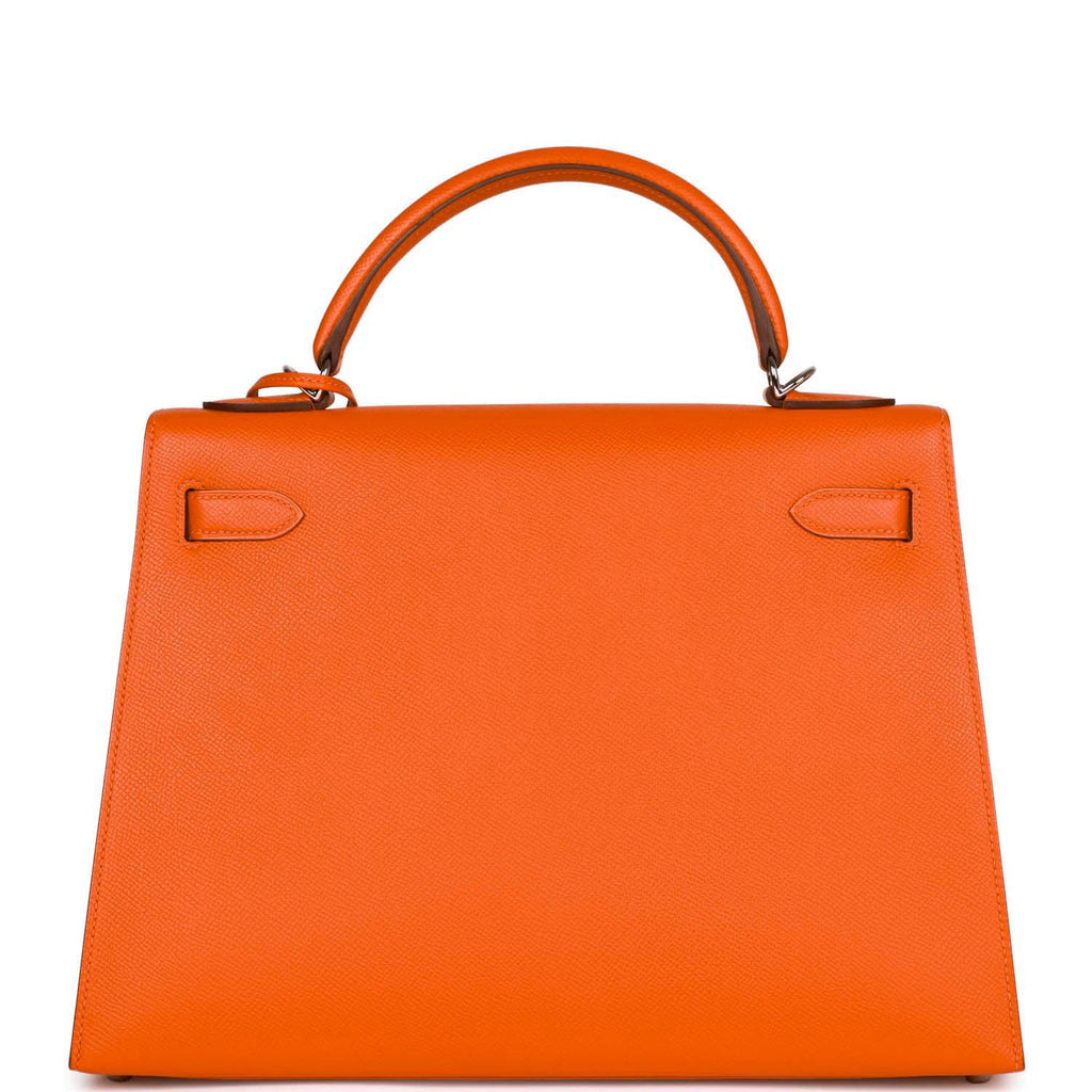 Pre-owned Hermes Kelly Sellier 32 Feu Epsom Palladium Hardware