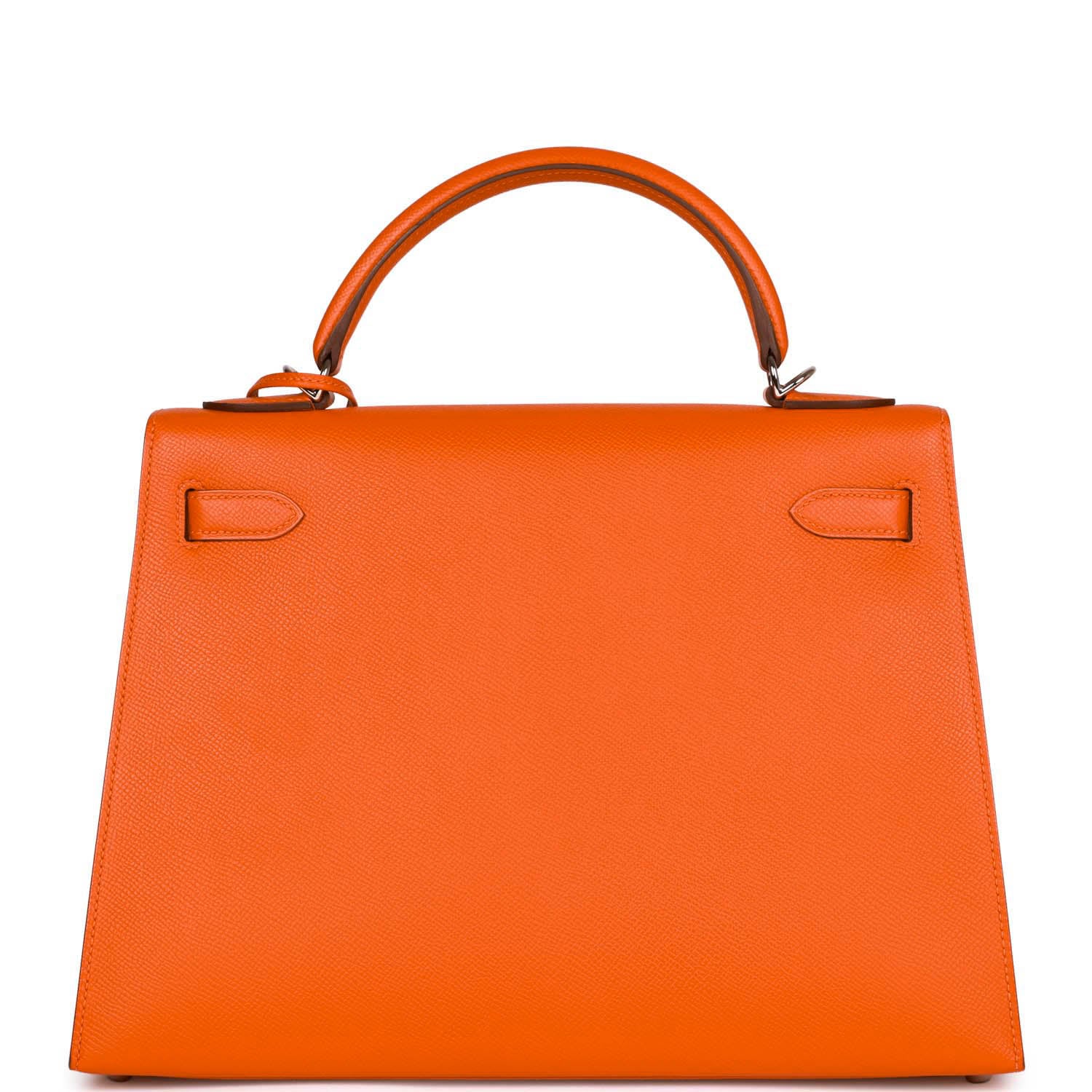 Pre-owned Hermes Kelly Sellier 32 Feu Epsom Palladium Hardware