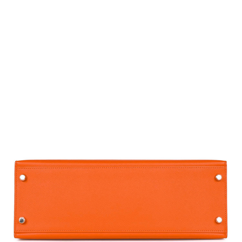 Pre-owned Hermes Kelly Sellier 32 Feu Epsom Palladium Hardware
