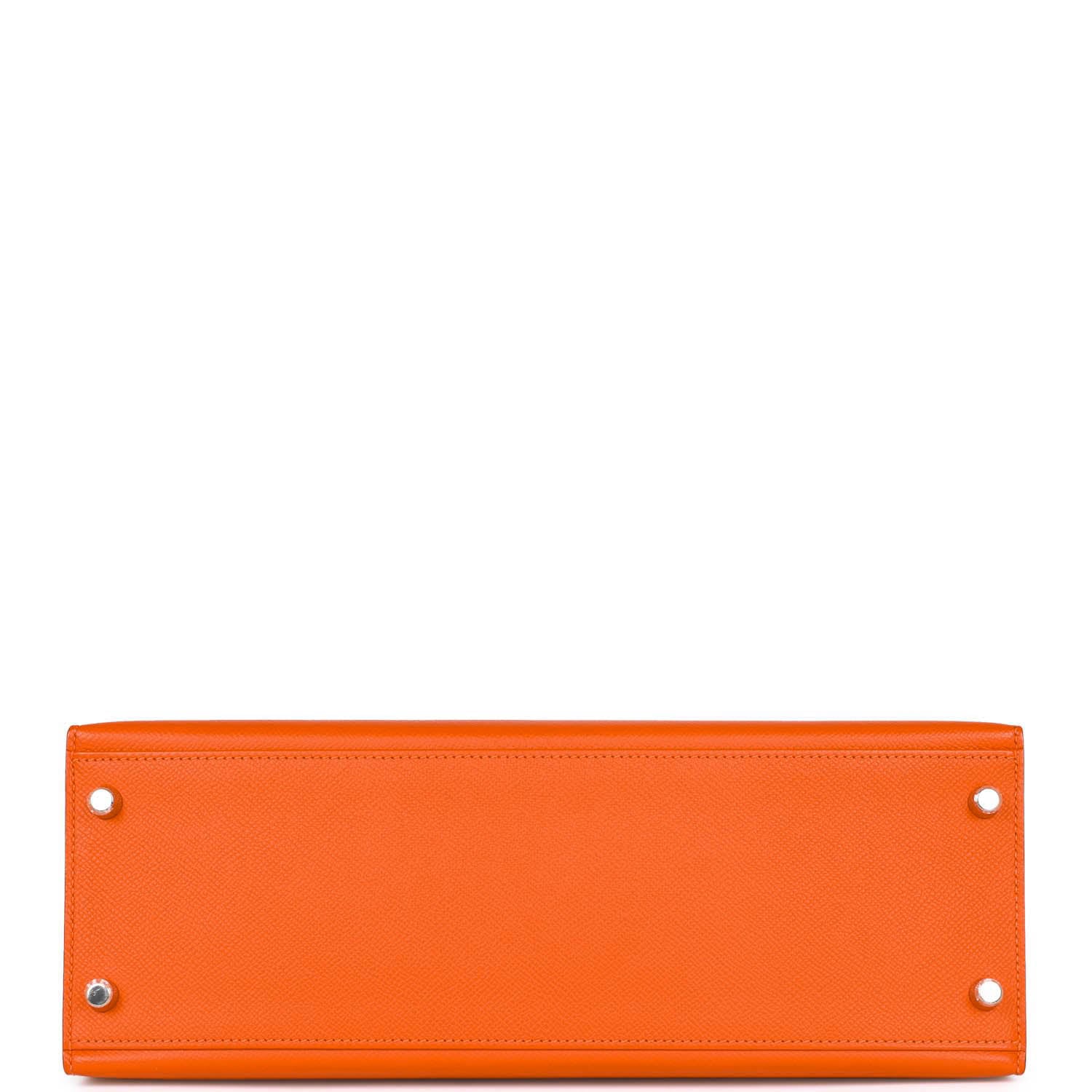 Pre-owned Hermes Kelly Sellier 32 Feu Epsom Palladium Hardware