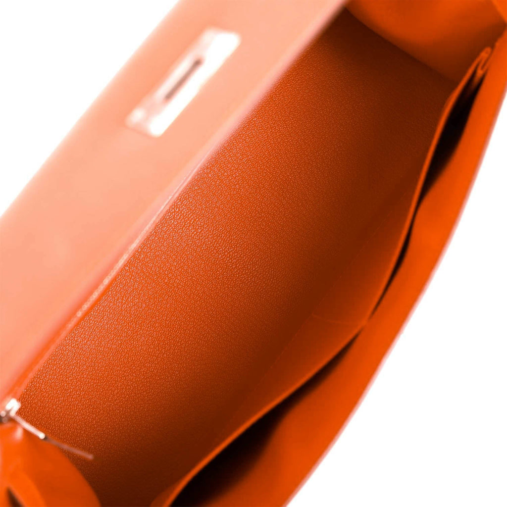 Pre-owned Hermes Kelly Sellier 32 Feu Epsom Palladium Hardware