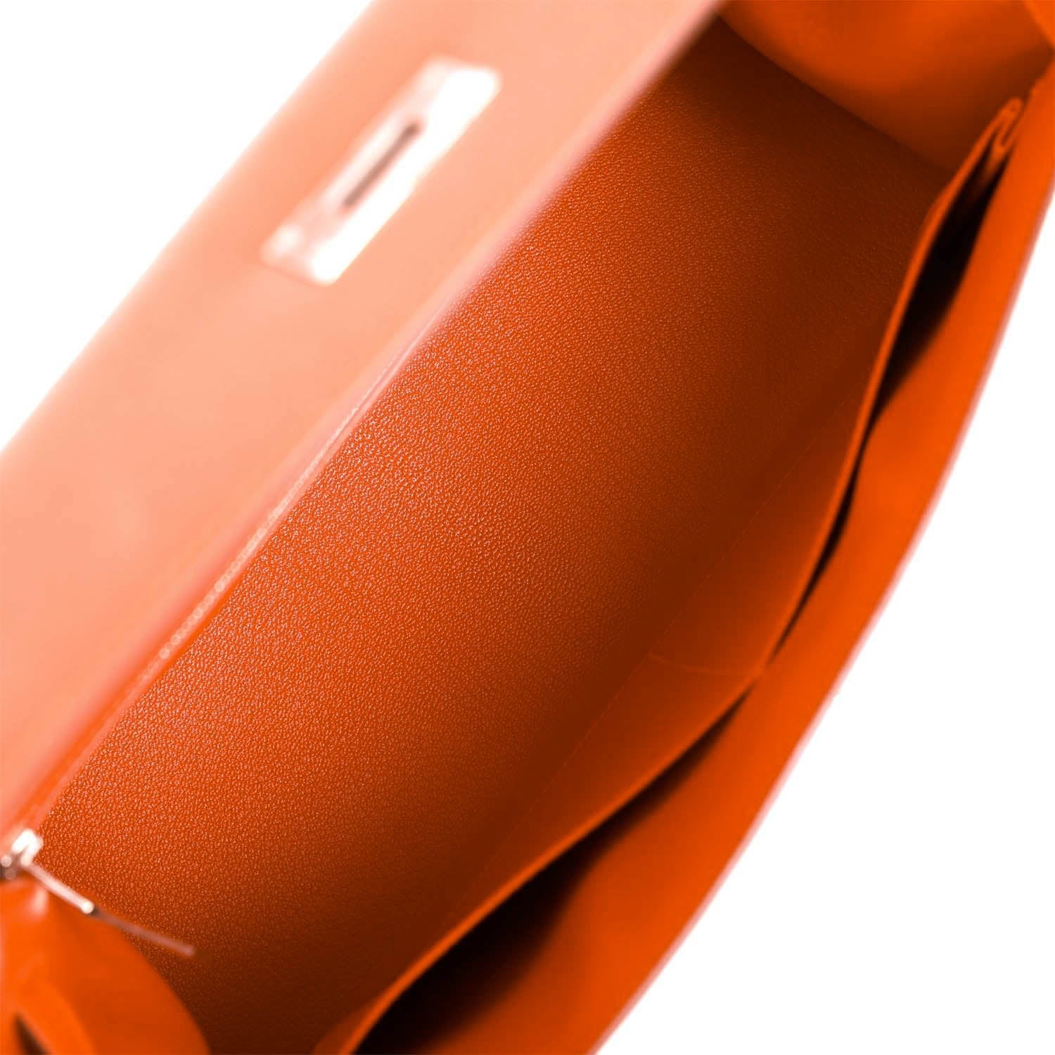 Pre-owned Hermes Kelly Sellier 32 Feu Epsom Palladium Hardware