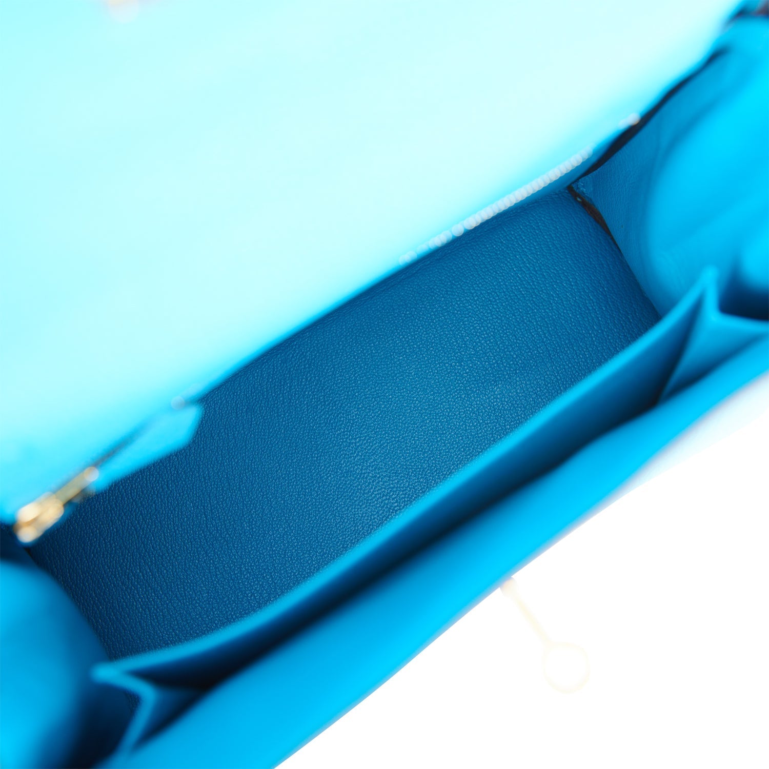 Hermes Kelly Retourne 25 Bleu Zanzibar Togo Gold Hardware