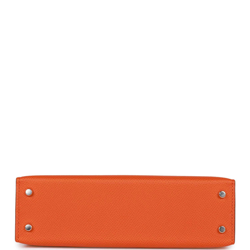 Hermes Kelly Sellier 20 Orange Epsom Palladium Hardware