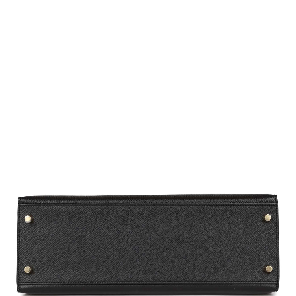 Pre-owned Hermes Kelly Sellier 32 Black Epsom Gold Hardware