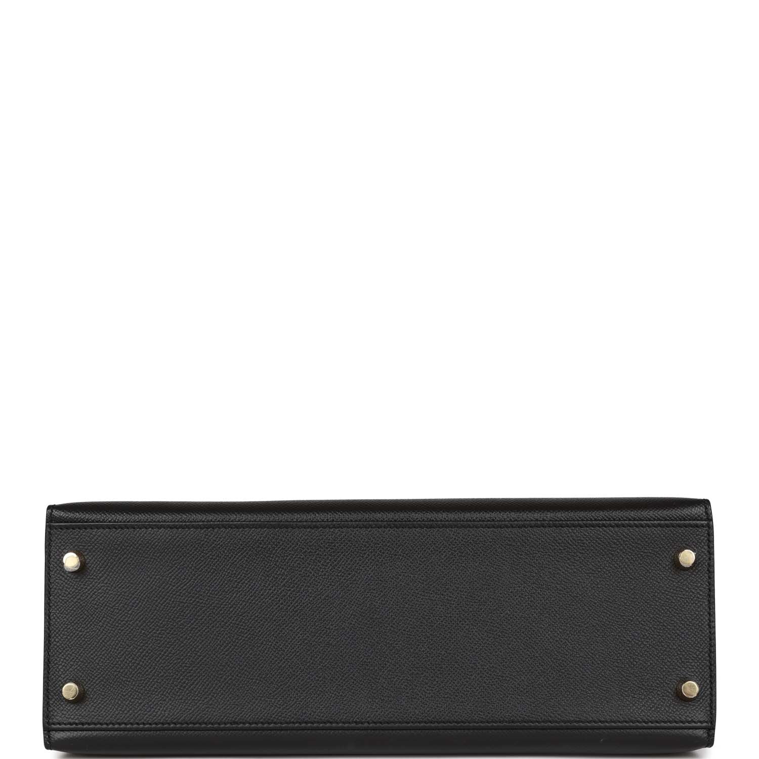 Pre-owned Hermes Kelly Sellier 32 Black Epsom Gold Hardware