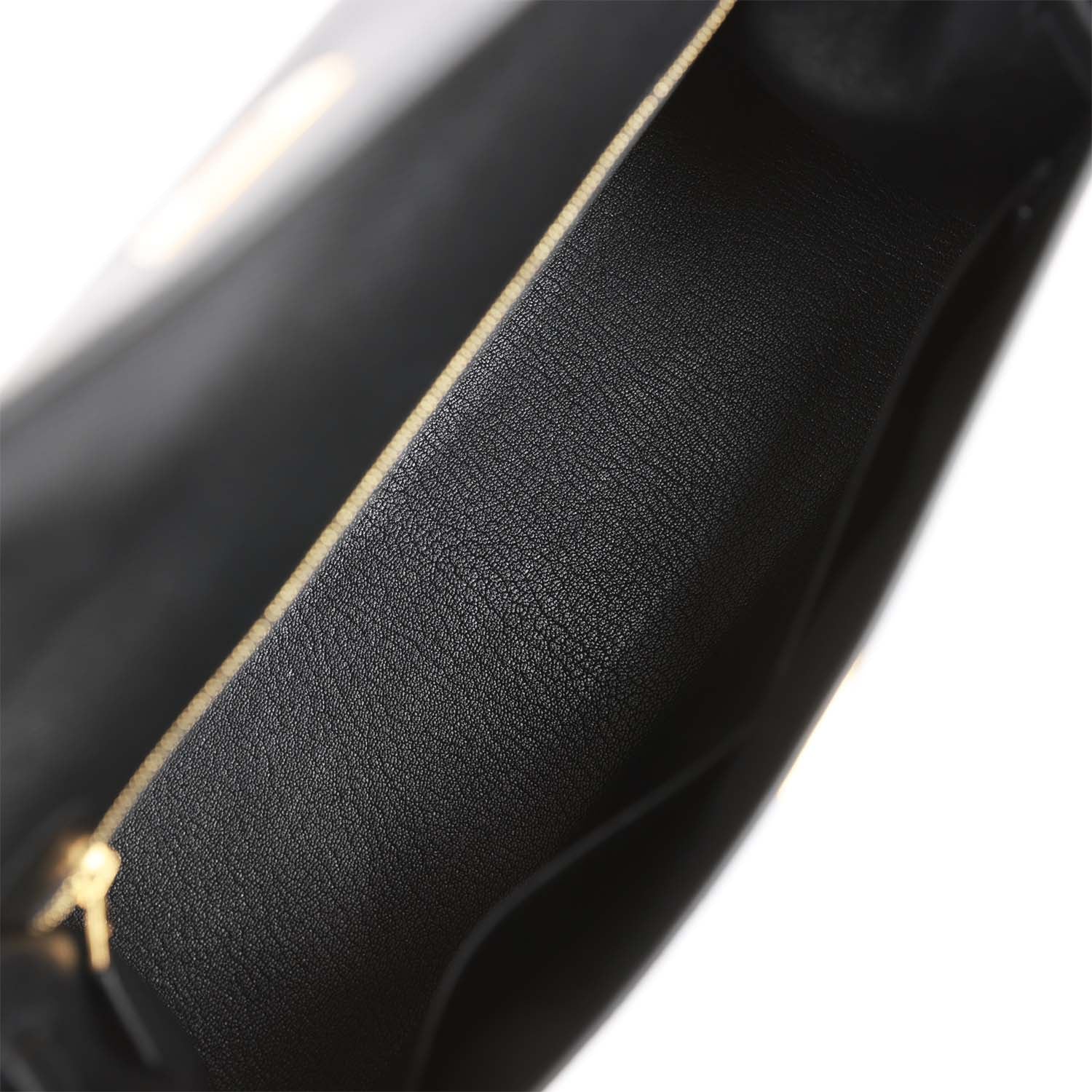 Pre-owned Hermes Kelly Sellier 32 Black Epsom Gold Hardware
