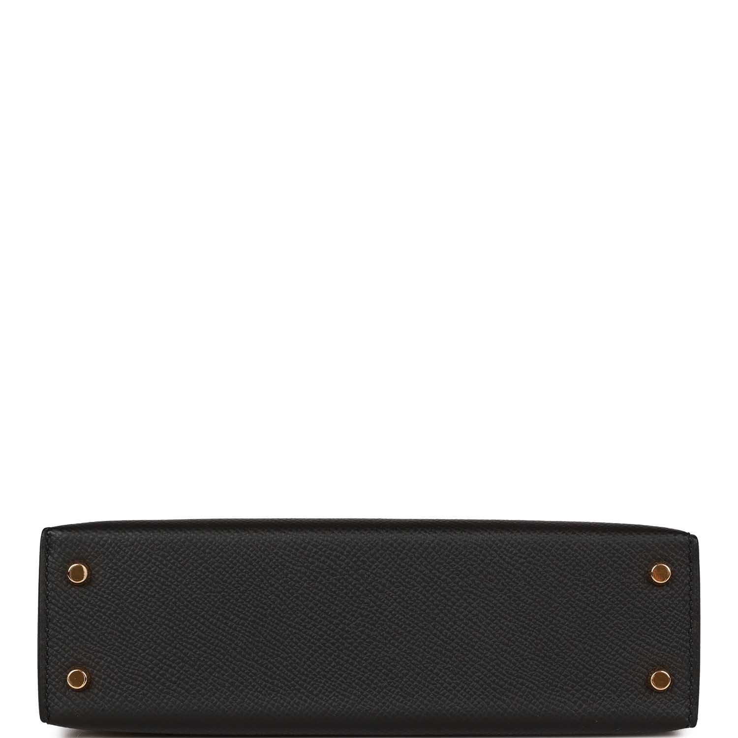 Hermes Kelly Sellier 20 Black Epsom Gold Hardware