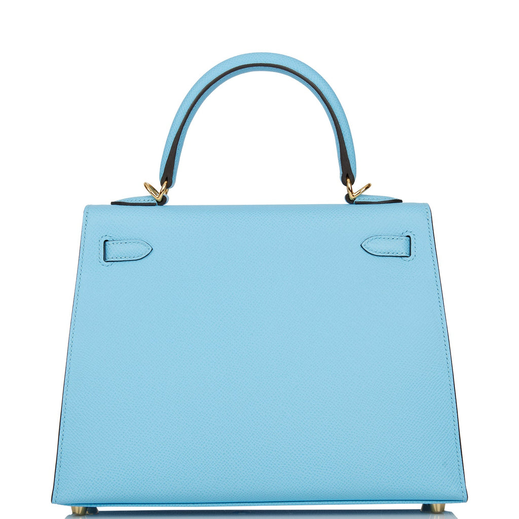 Hermes Kelly Sellier 25 Celeste Epsom Gold Hardware