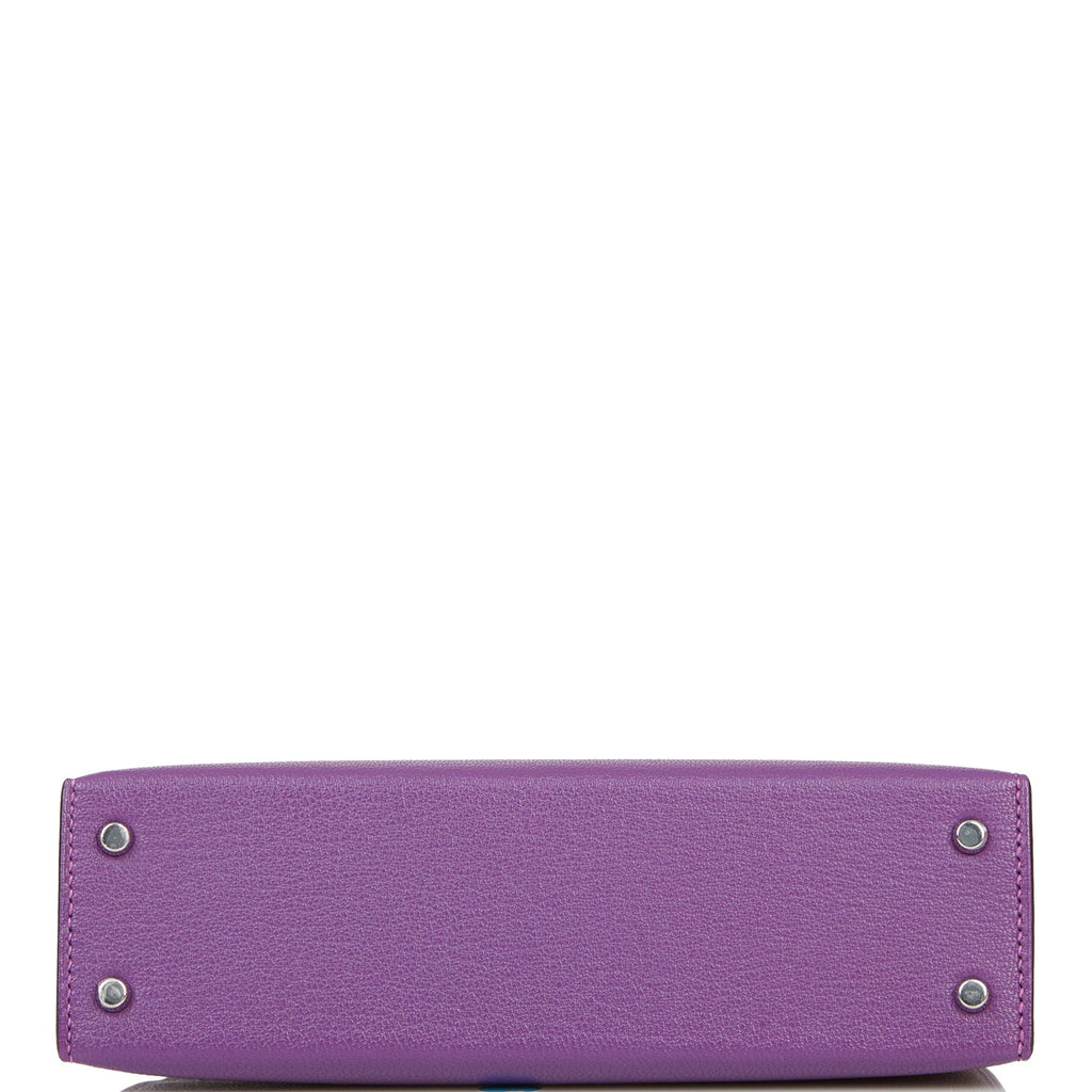 Hermes Kelly Sellier 20 Violet Verso Chèvre Palladium Hardware
