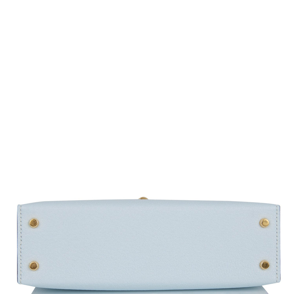 Hermes Kelly Sellier 20 Bleu Brume Chevre Gold Hardware