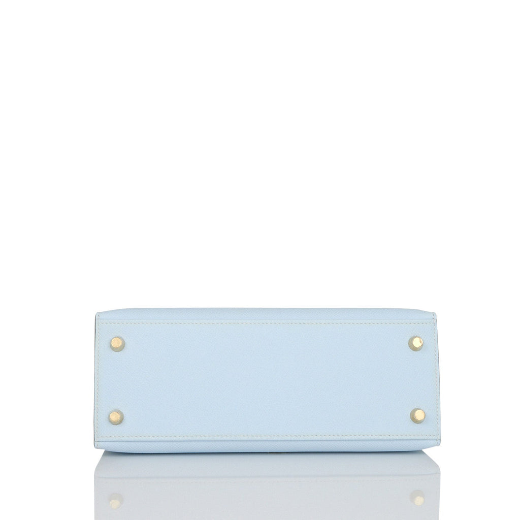 Hermes Kelly Sellier 25 Bleu Brume Epsom Gold Hardware