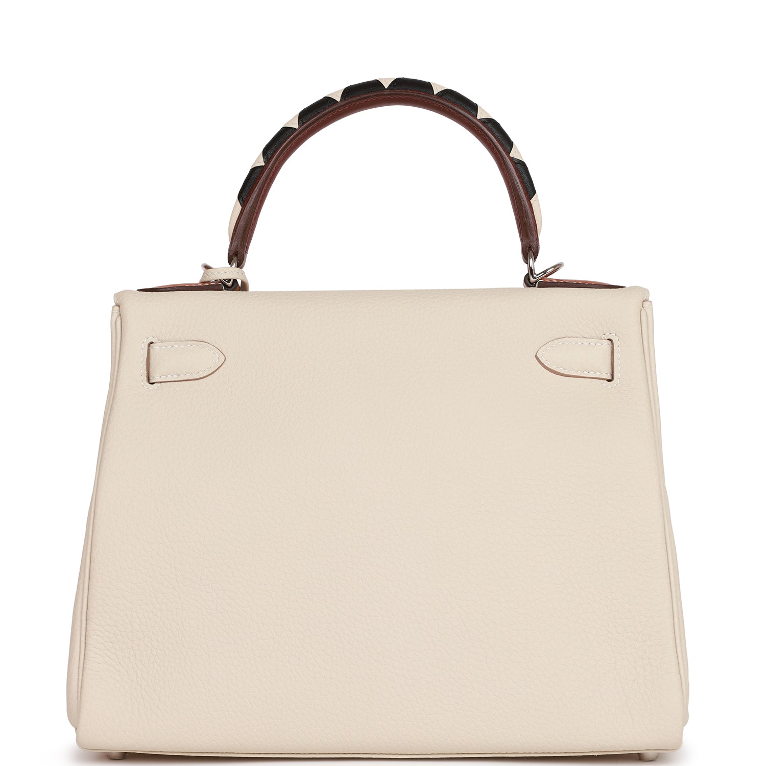 Pre-owned Hermes Kelly Retourne 28 Craie Au Gallop Togo Palladium Hardware