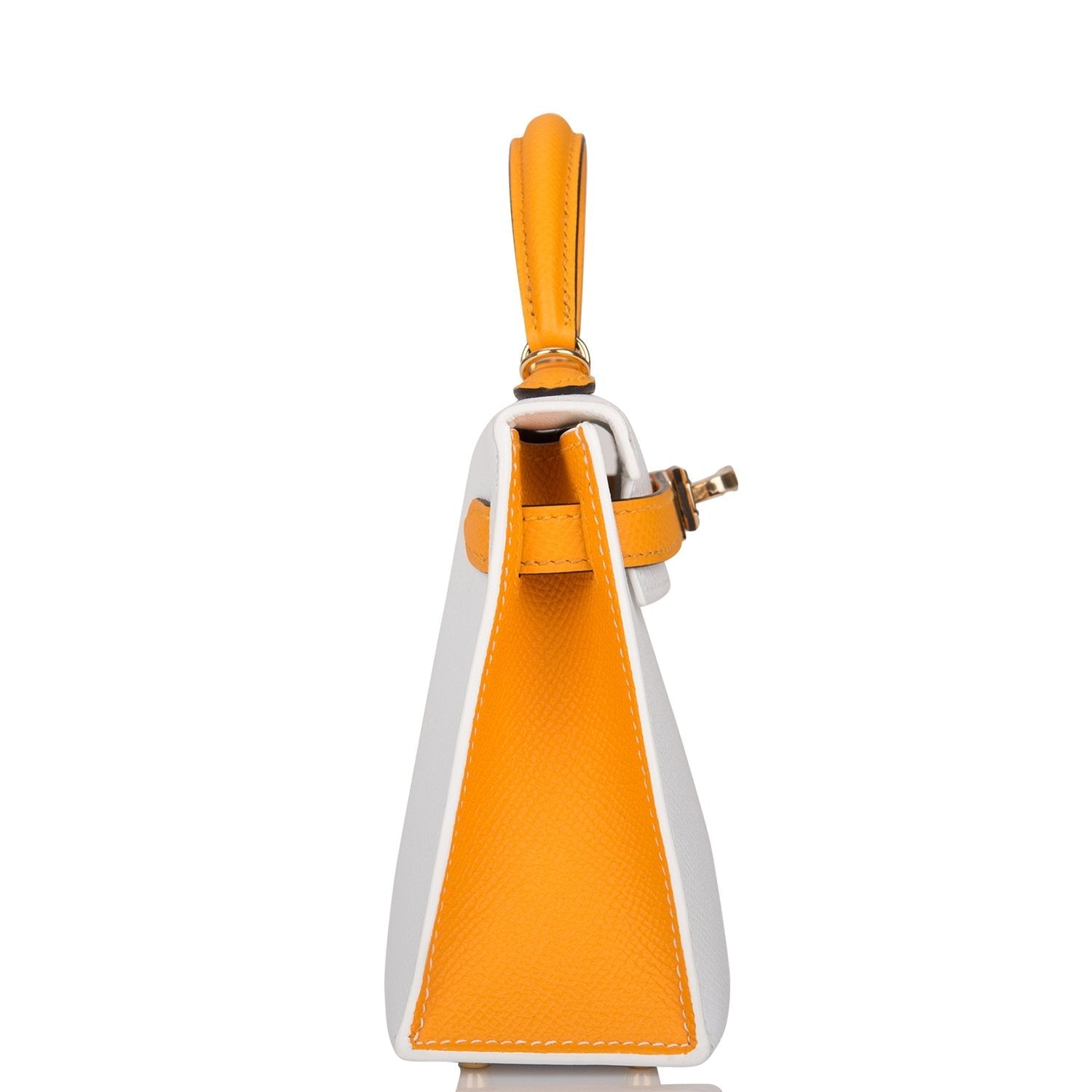 Hermes Special Order (HSS) Kelly Sellier 20 White and Jaune D'Or Epsom Permabrass Hardware