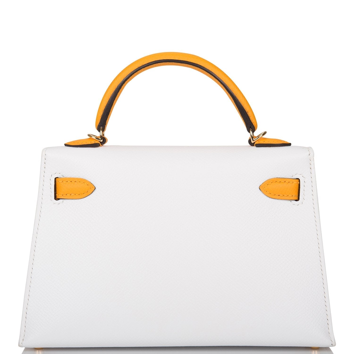 Hermes Special Order (HSS) Kelly Sellier 20 White and Jaune D'Or Epsom Permabrass Hardware