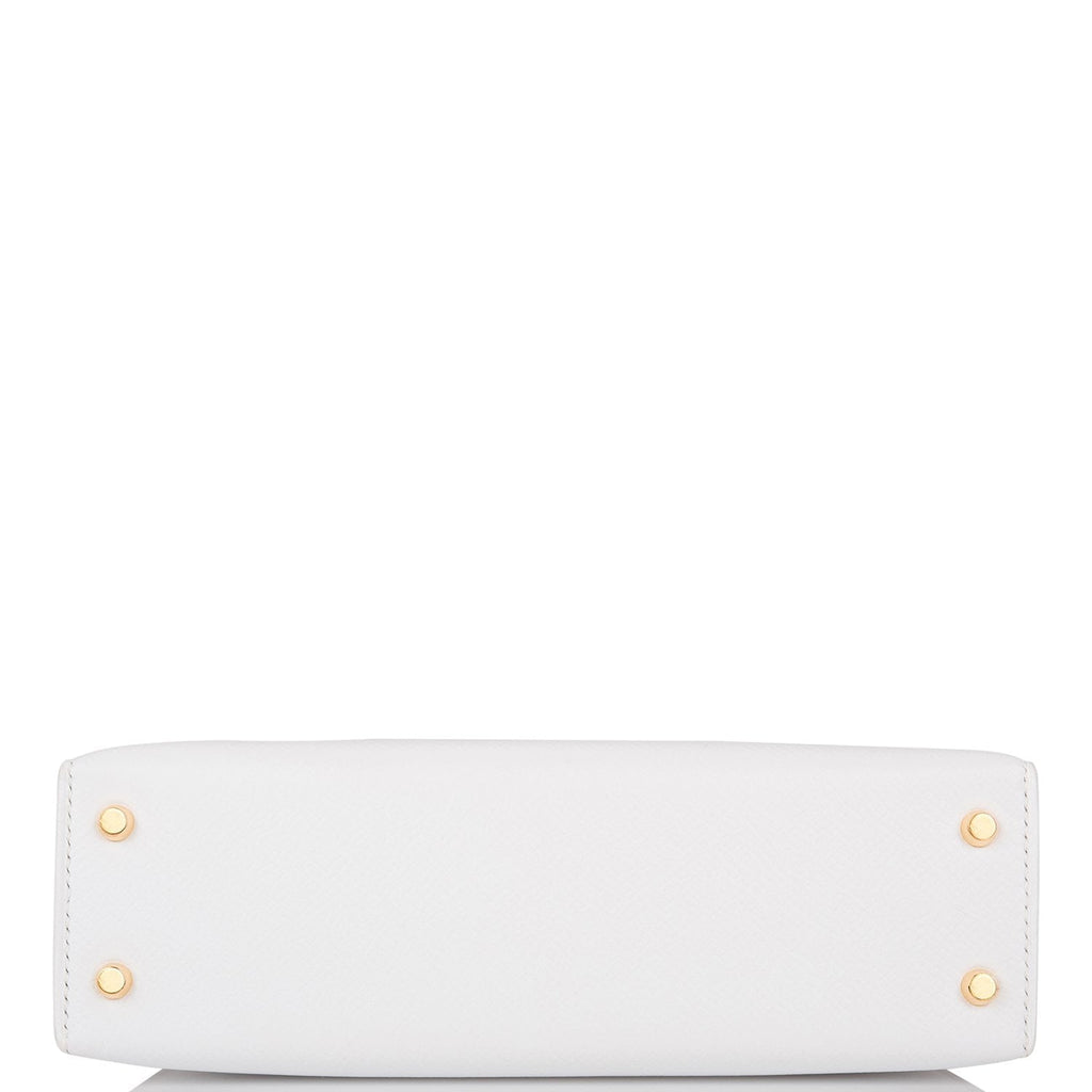 Hermes Special Order (HSS) Kelly Sellier 20 White and Jaune D'Or Epsom Permabrass Hardware