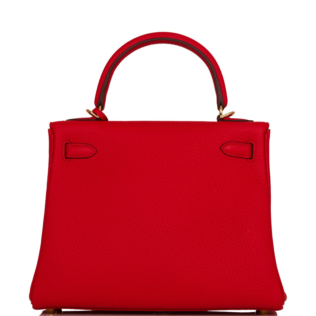 Hermes Special Order (HSS) Kelly Retourne 25 Rouge de Coeur Verso Togo Permabrass Hardware