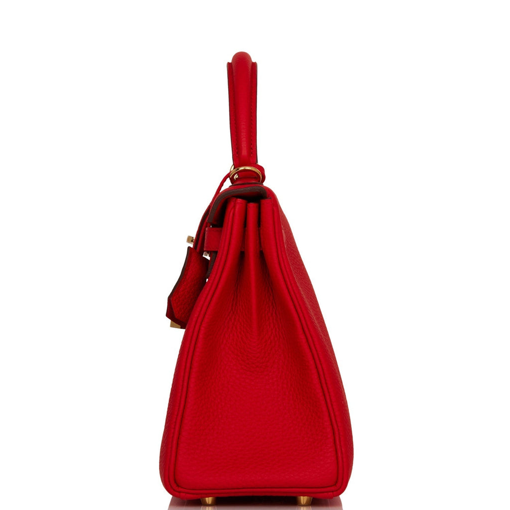 Hermes Special Order (HSS) Kelly Retourne 25 Rouge de Coeur Verso Togo Permabrass Hardware