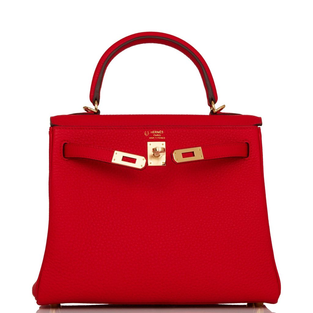 Hermes Special Order (HSS) Kelly Retourne 25 Rouge de Coeur Verso Togo Permabrass Hardware