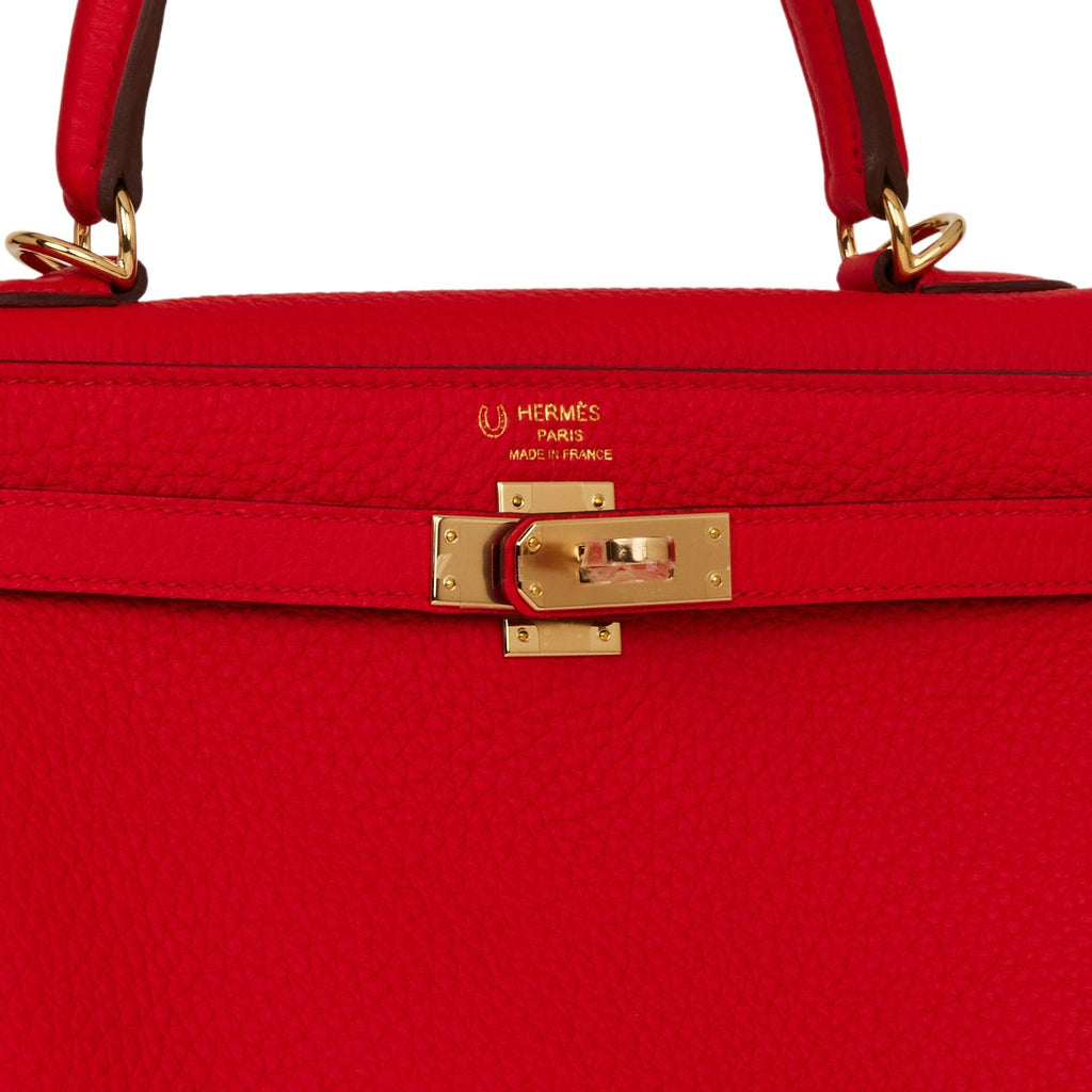 Hermes Special Order (HSS) Kelly Retourne 25 Rouge de Coeur Verso Togo Permabrass Hardware