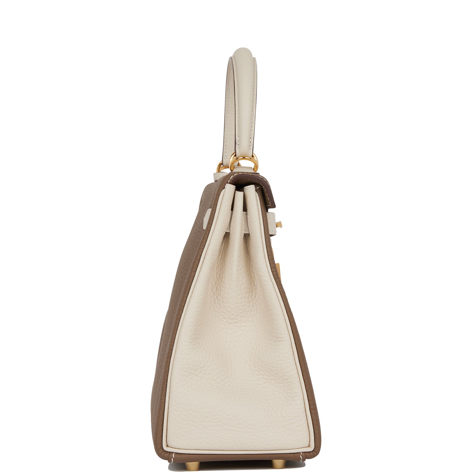 Hermes Special Order (HSS) Kelly Retourne 25 Etoupe and Craie Togo Gold Hardware