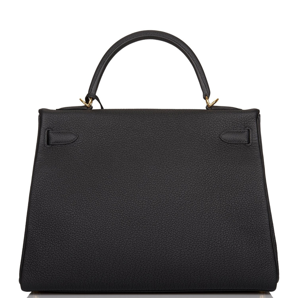 Hermes Black Togo Retourne Kelly 32cm Gold Hardware